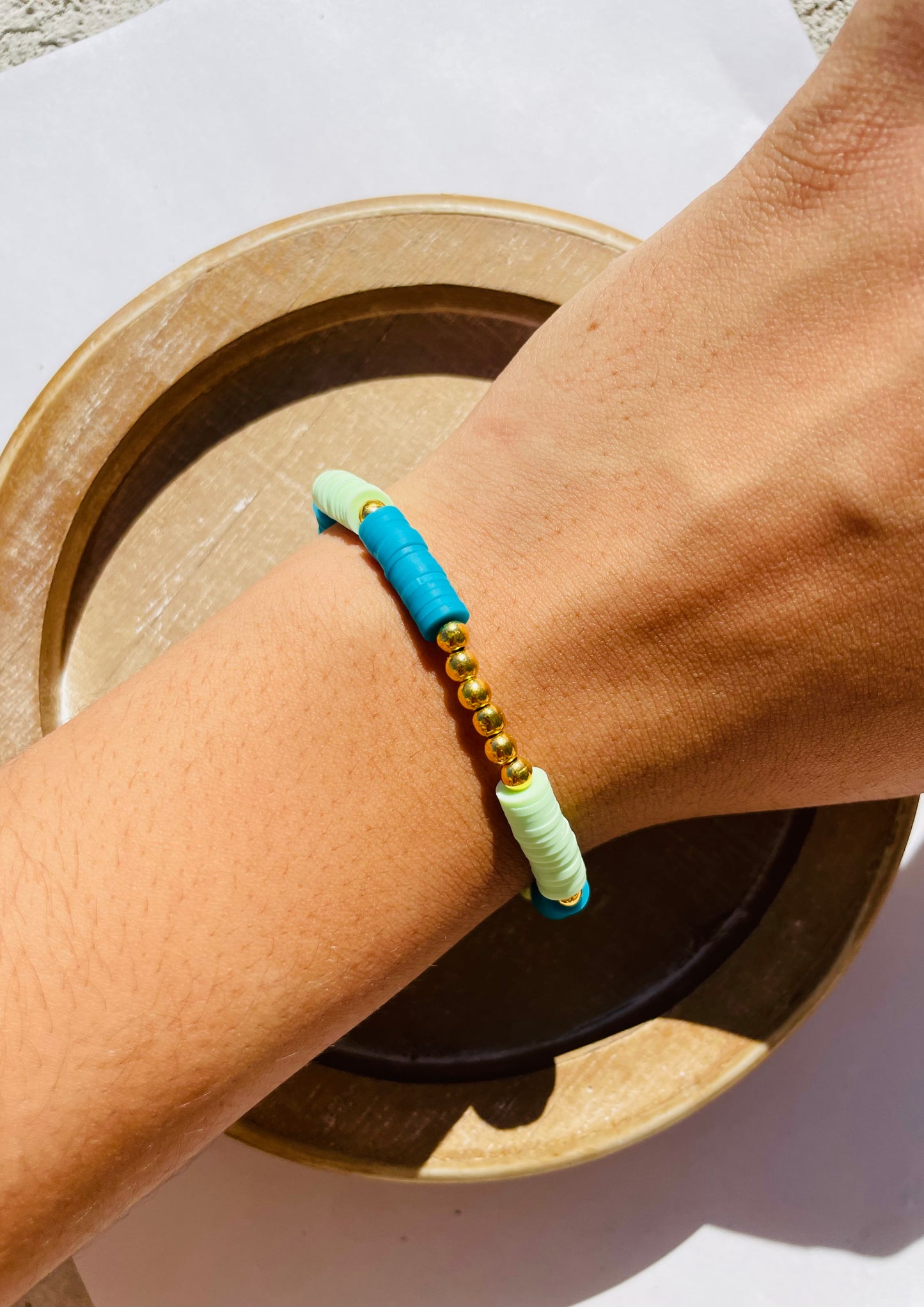 Teal Oasis Gold Pearl Bracelet (Single)